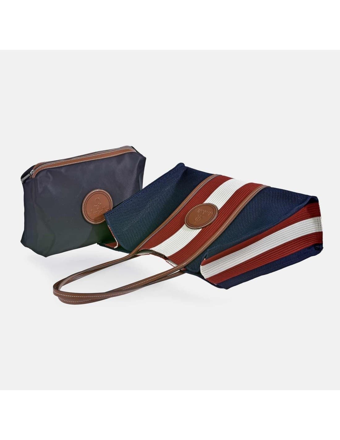 Bolso "EL CABALLO" tote rejilla 2 asas tricolor - Imagen 3