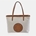 Bolso shopping "EL CABALLO" dos asas lona marfil detalles cuero - Imagen 2