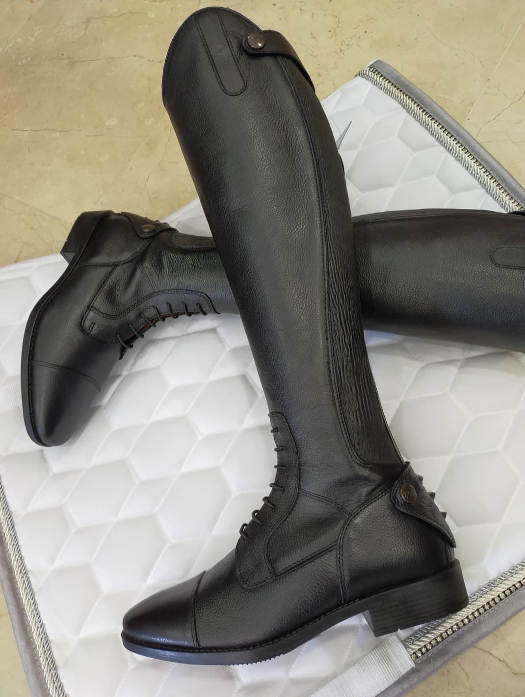 Botas de cuero unisex HKM Sports Equipment Titanium Style, color negro TALLA 39 XL - Imagen 2