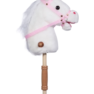 Caballo peluche HKM con palo y ruedas color blanco/rosa Unicornio (con sonido) - Imagen 1