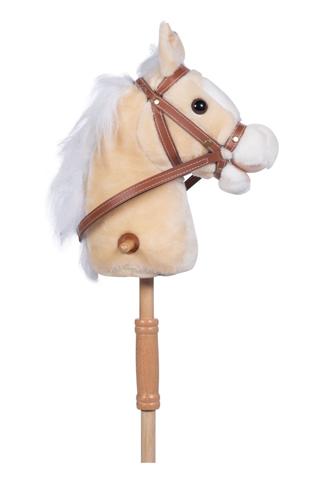 Caballo peluche HKM con palo y ruedas color blanco unicornio (con sonido) - Imagen 1