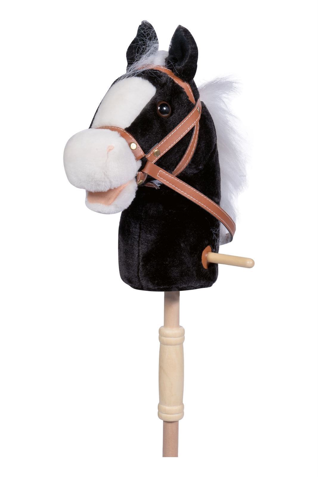 Caballo peluche HKM con palo y ruedas color negro (con sonido) - Imagen 1