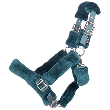 Cabezada cuadra con ramal HKM Sports Equipment Comfort borreguillo color petróleo TALLA COB - Imagen 2