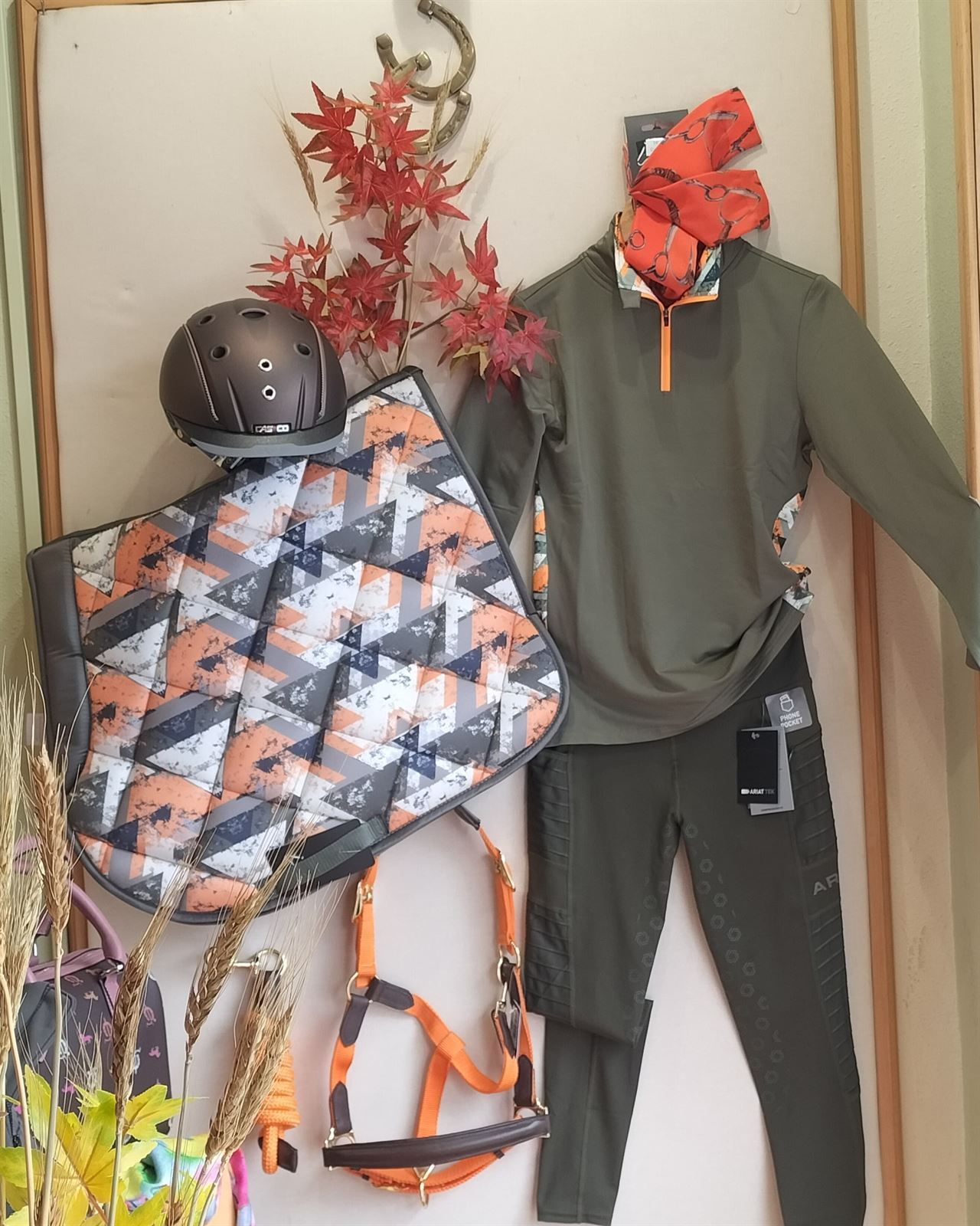 Cabezada cuadra con ramal HKM Sports Equipment  Marrakesh color naranja - Imagen 3