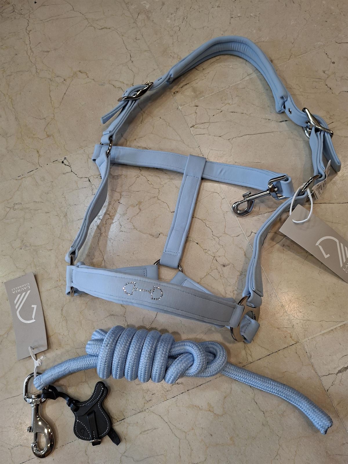 Cabezada cuadra con ramal HKM Sports Equipment Montalcino Sportive color azul bebé TALLA COB - Imagen 1