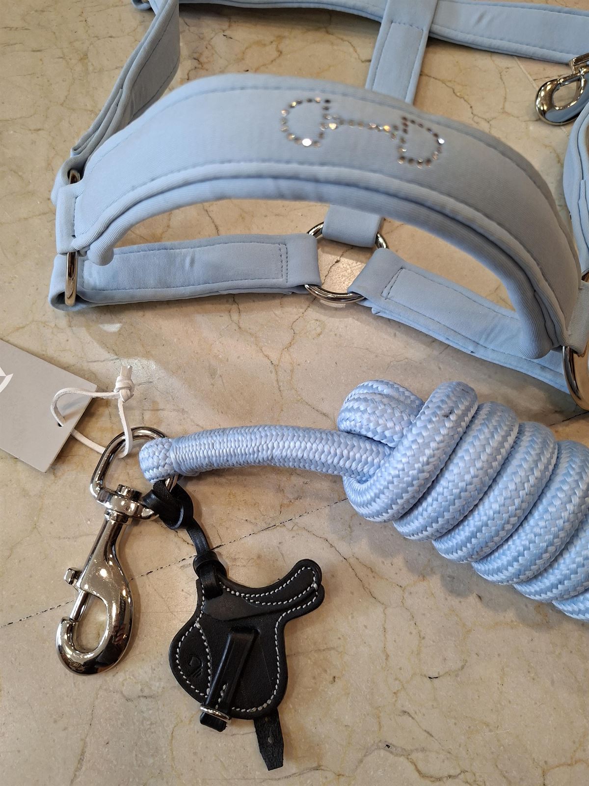 Cabezada cuadra con ramal HKM Sports Equipment Montalcino Sportive color azul bebé TALLA COB - Imagen 2