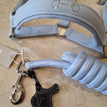 Cabezada cuadra con ramal HKM Sports Equipment Montalcino Sportive color azul bebé TALLA COB - Imagen 2