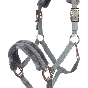 Cabezada cuadra con ramal HKM Sports Equipment Rosegold Glamour color gris/rosegold TALLA PONY - Imagen 1