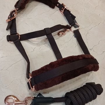 Cabezada cuadra con ramal HKM Sports Equipment Rosegold Glamour color marrón chocolate/rosegold - Imagen 1