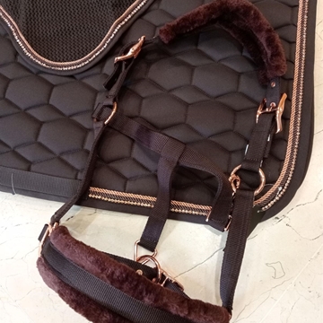 Cabezada cuadra con ramal HKM Sports Equipment Rosegold Glamour color marrón chocolate/rosegold - Imagen 2