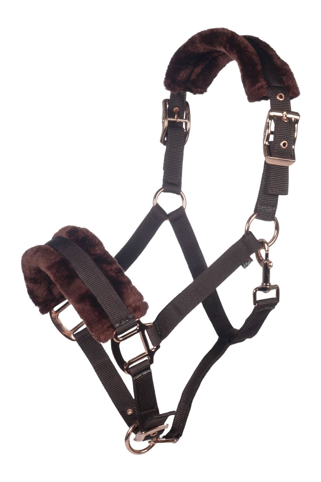 Cabezada cuadra con ramal HKM Sports Equipment Rosegold Glamour color marrón chocolate/rosegold - Imagen 3