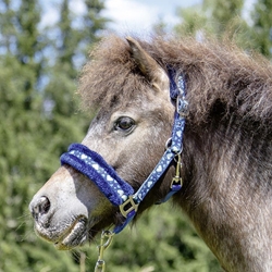 Cabezada cuadra HKM Heart borreguillo color azul - Imagen 1