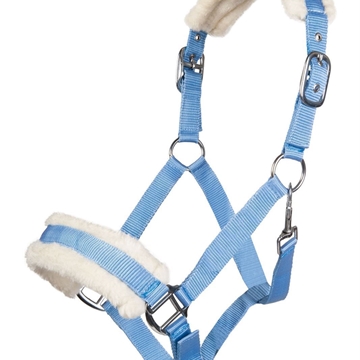 Cabezada cuadra HKM Sports Equipment borreguillo color azul celeste talla COB - Imagen 1
