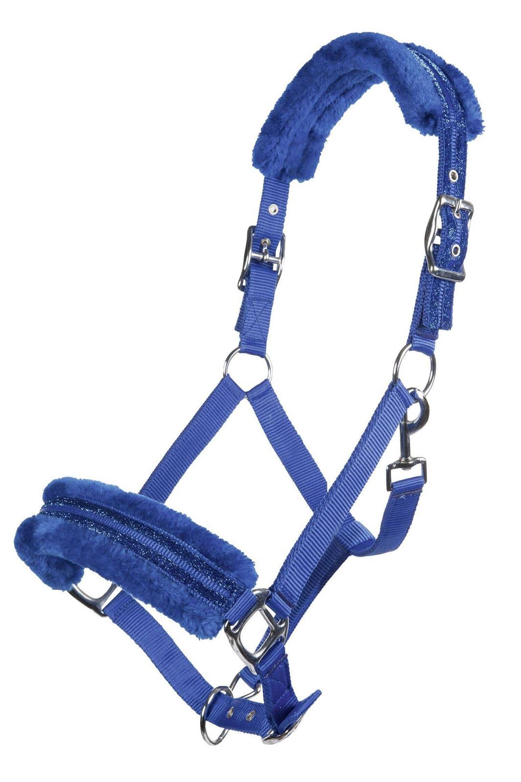 Cabezada cuadra HKM Sports Equipment borreguillo Glitter color azul royal talla COB - Imagen 2