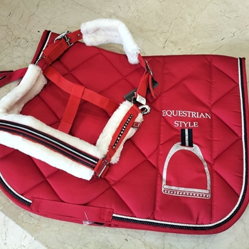 Cabezada cuadra HKM  Sports Equipment Equine Sports color rojo TALLA COB - Imagen 2