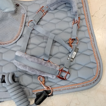 Cabezada cuadra HKM Sports Equipment Rosegold Glamour color gris TALLA PONY - Imagen 2