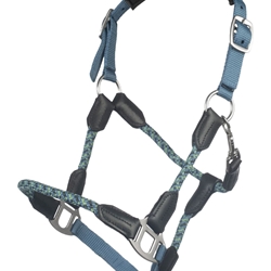 Cabezada cuadra nudos HKM Nele color azul humo - Imagen 1