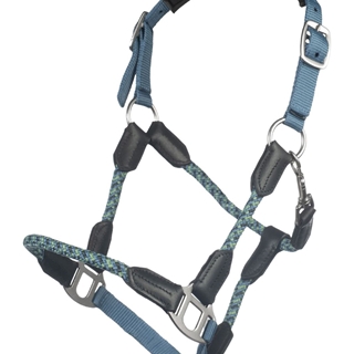 Cabezada cuadra nudos HKM Nele color azul humo - Imagen 1