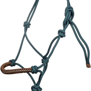 Cabezada cuadra nudos HKM Strass color petróleo/naranja - Imagen 1