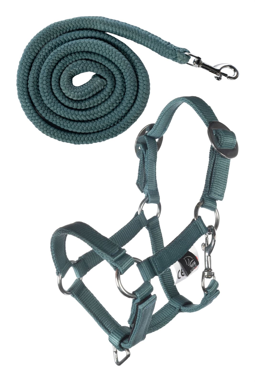 Cabezada cuadra y ramal Hobby Horsing HKM Sports Equipment color azul turquesa - Imagen 1