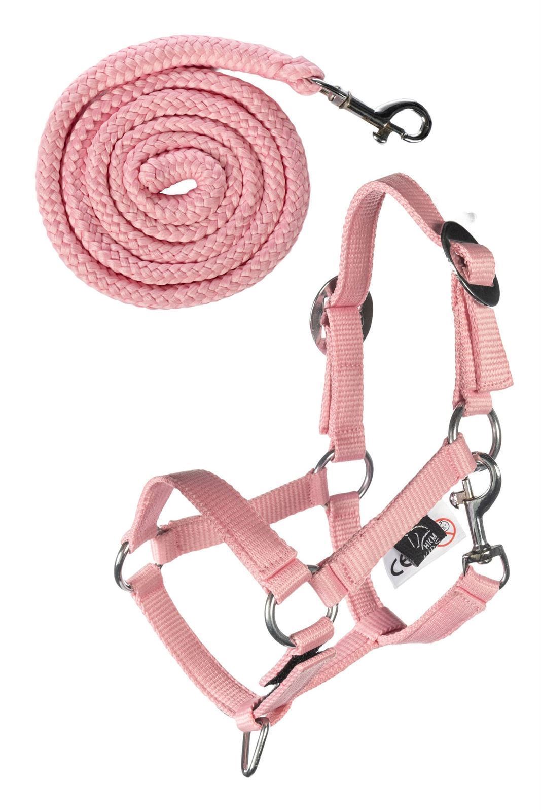 Cabezada cuadra y ramal Hobby Horsing HKM Sports Equipment color rosa - Imagen 1