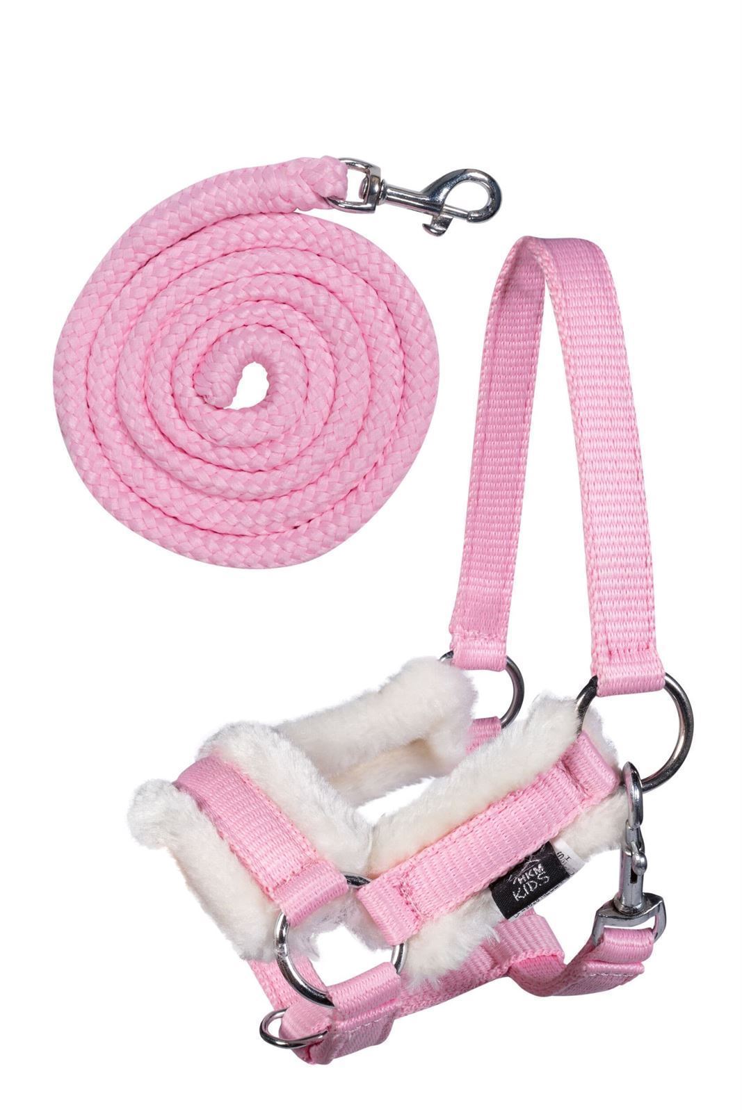 Cabezada cuadra y ramal Hobby Horsing HKM Sports Equipment color rosa - Imagen 1
