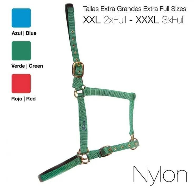 Cabezada cuadra ZALDI, nylon doble con refuerzo de pvc, talla Extra Full (XXF)  color verde - Imagen 3