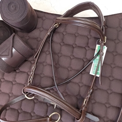 Cabezada de montar de cuero bitless LEXHIS Hontanar, color marrón oscuro, talla FULL - Imagen 1