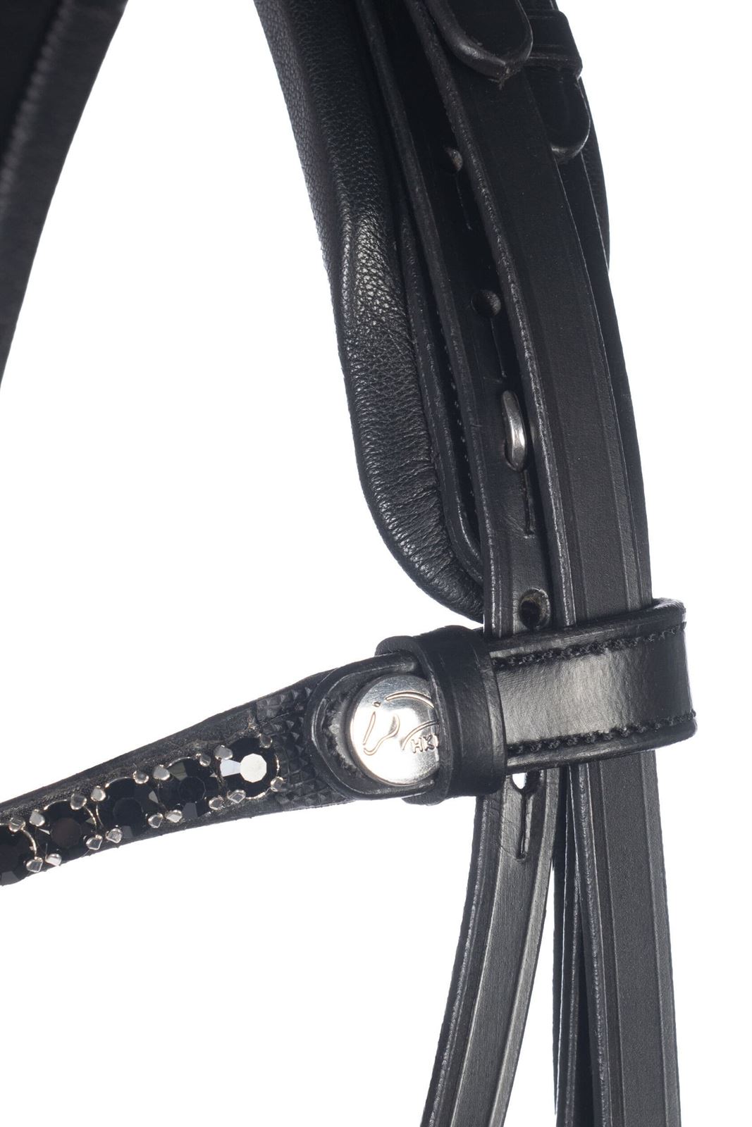 Cabezada de montar de cuero HKM Sports Equipment Grace color negro, DOBLE RIENDA, TALLA COB - Imagen 9
