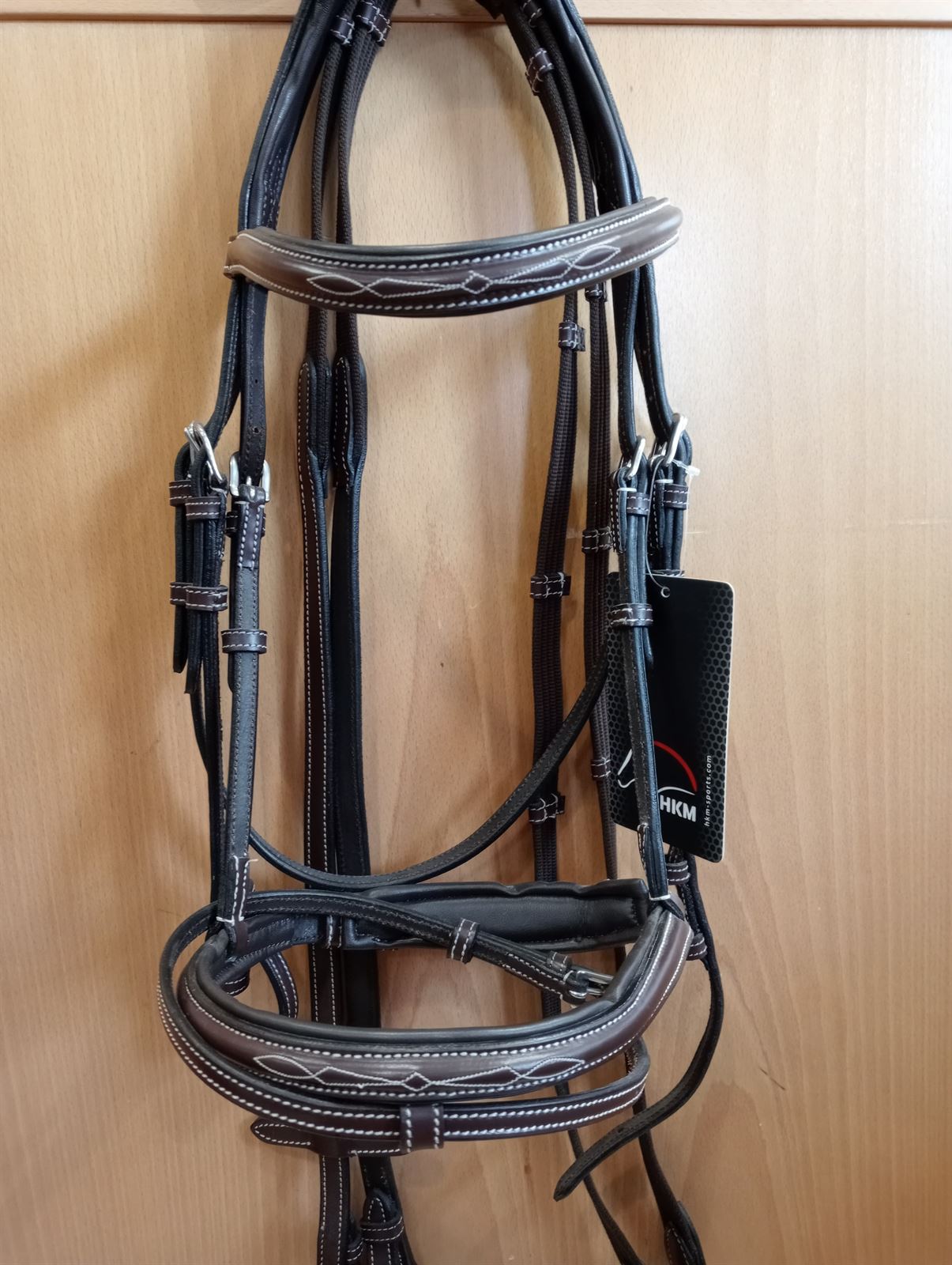 Cabezada de montar de cuero HKM Sports Equipment Jolie marrón TALLA COB - Imagen 1