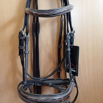 Cabezada de montar de cuero HKM Sports Equipment Jolie marrón TALLA COB - Imagen 1