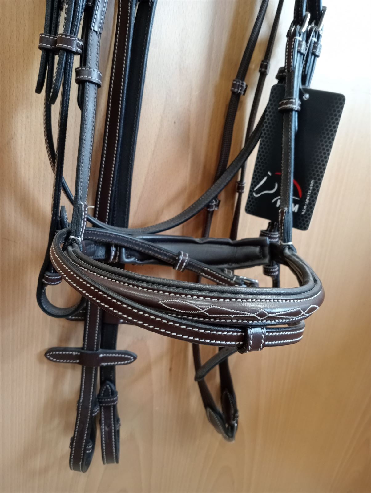 Cabezada de montar de cuero HKM Sports Equipment Jolie marrón TALLA COB - Imagen 2