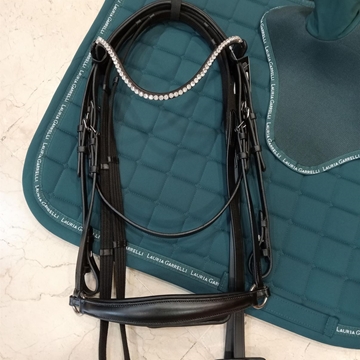 Cabezada de montar de cuero HKM Sports Equipment Nicole MUSEROLA ALEMANA negra TALLA COB - Imagen 1