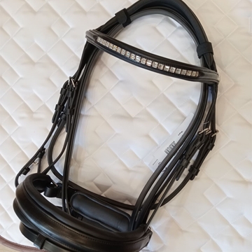 Cabezada de montar de cuero LEXHIS Flavia, color negro, talla FULL - Imagen 1