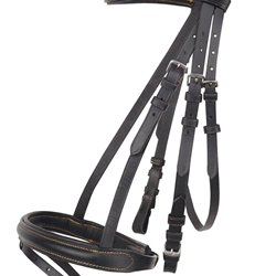 Cabezada montar HKM Lou cuero negro - Imagen 2
