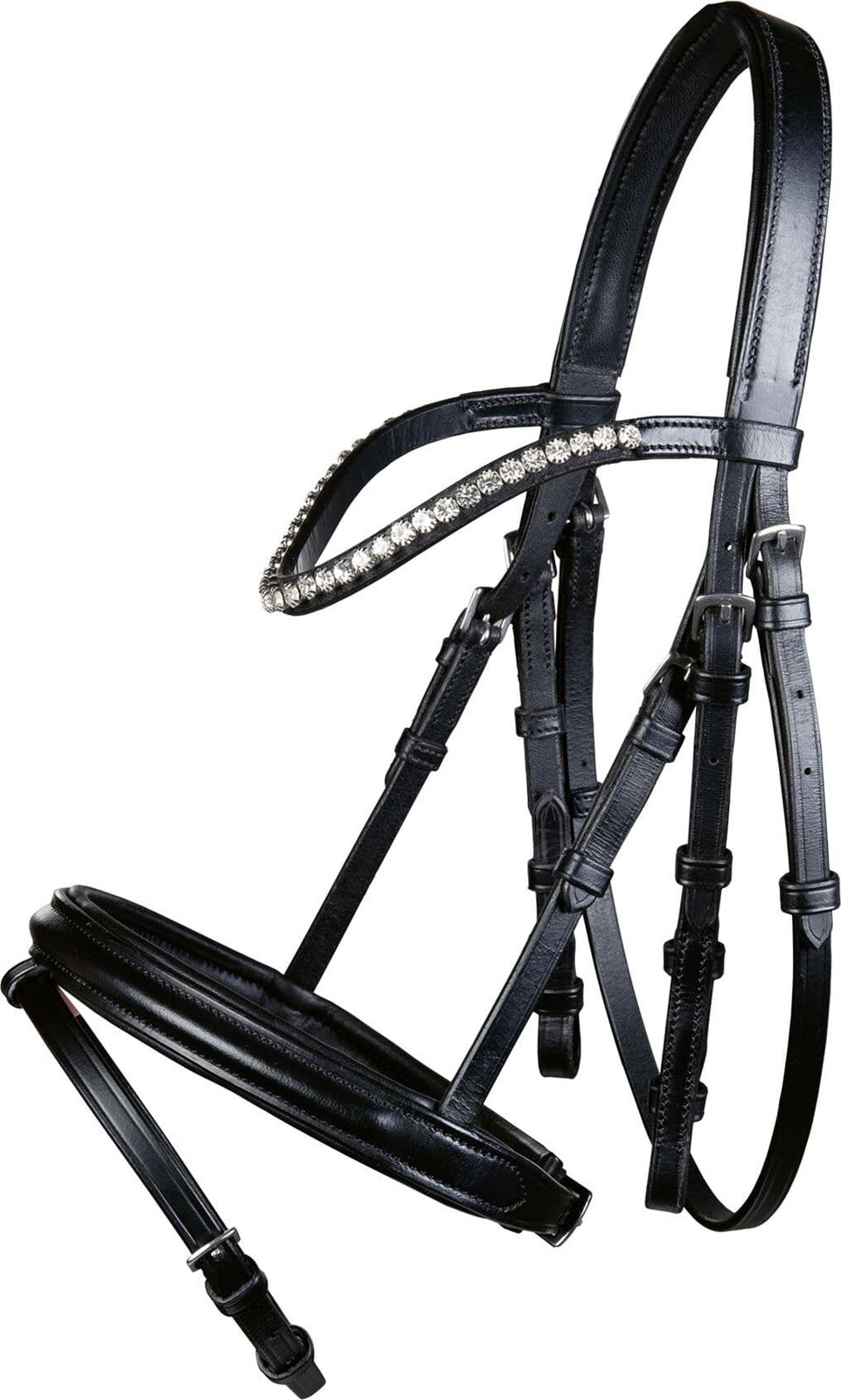 Cabezada montar HKM Shetty Diamond cuero negro - Imagen 1