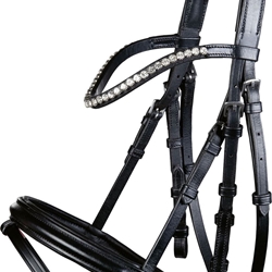 Cabezada montar HKM Shetty Diamond cuero negro - Imagen 1