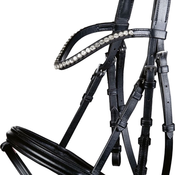 Cabezada montar HKM Shetty Diamond cuero negro - Imagen 1