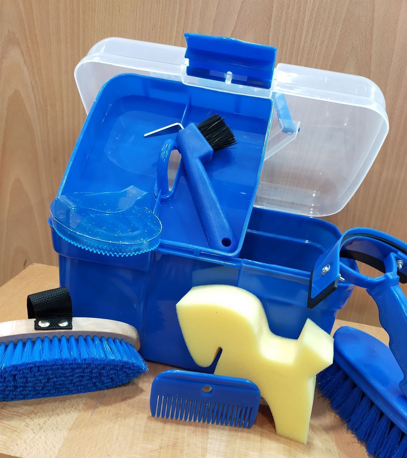 Caja útiles de limpieza HKM Sports Equipment, color azulón - Imagen 1
