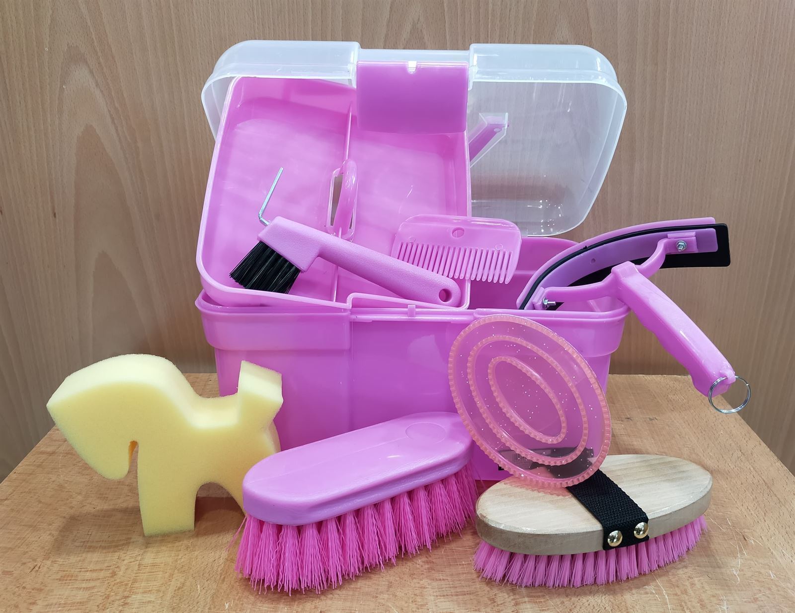 Caja útiles de limpieza HKM Sports Equipment, color rosa - Imagen 1