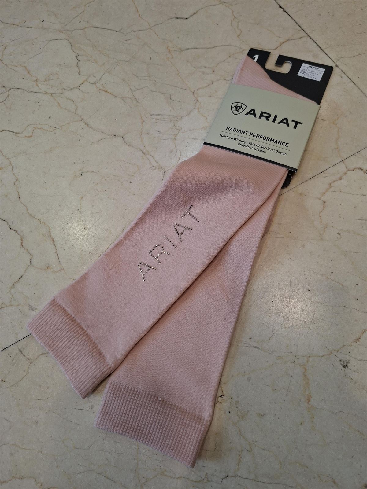 Calcetines ARIAT finos ARIATTEK RADIANT color rosa sepia con cristales TALLA 36,5/42 (par) - Imagen 1
