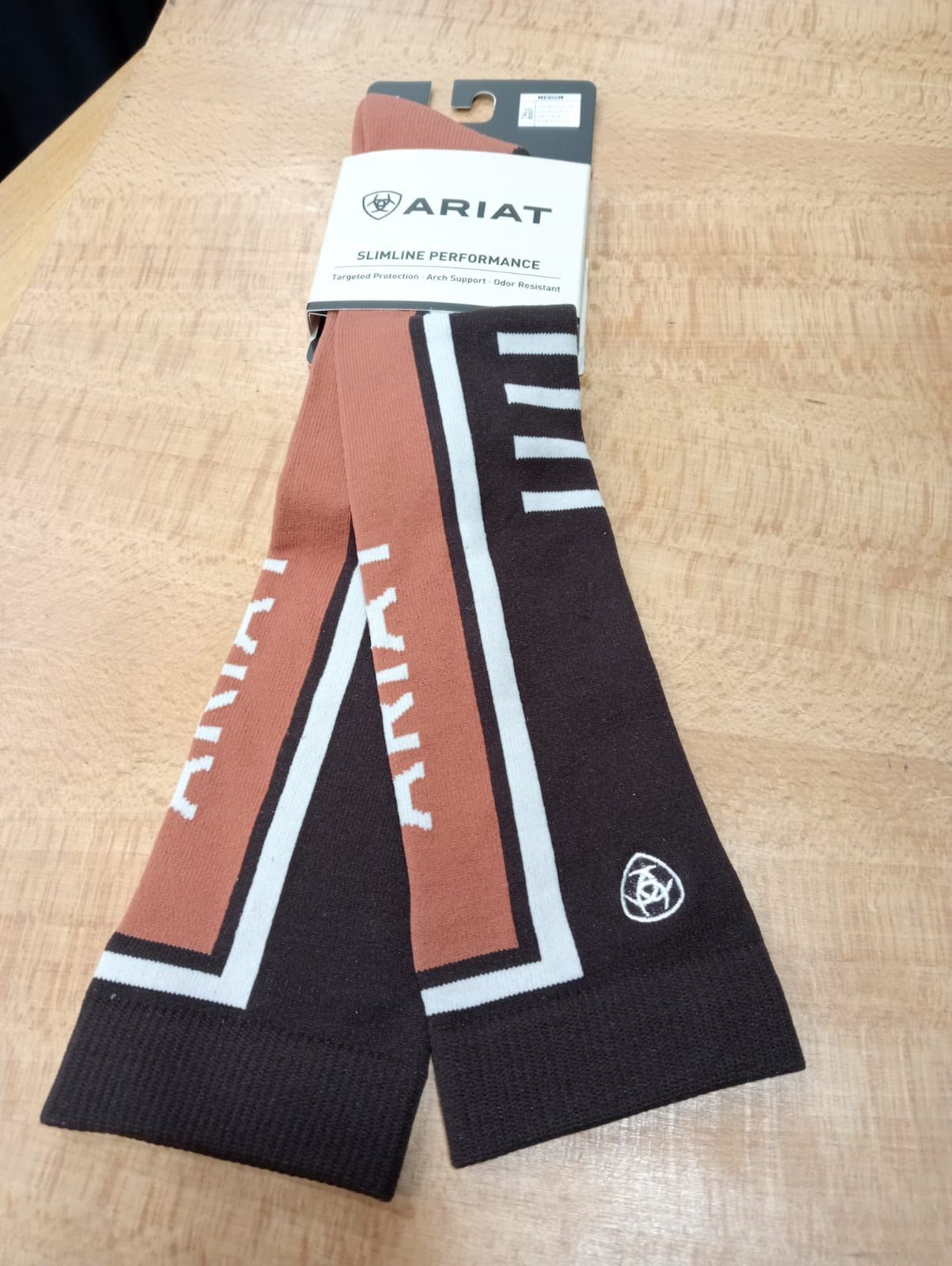 Calcetines ARIAT finos ARIATTEK SLIMLINE color marrón/teja TALLA 36,5/42 (par) - Imagen 1