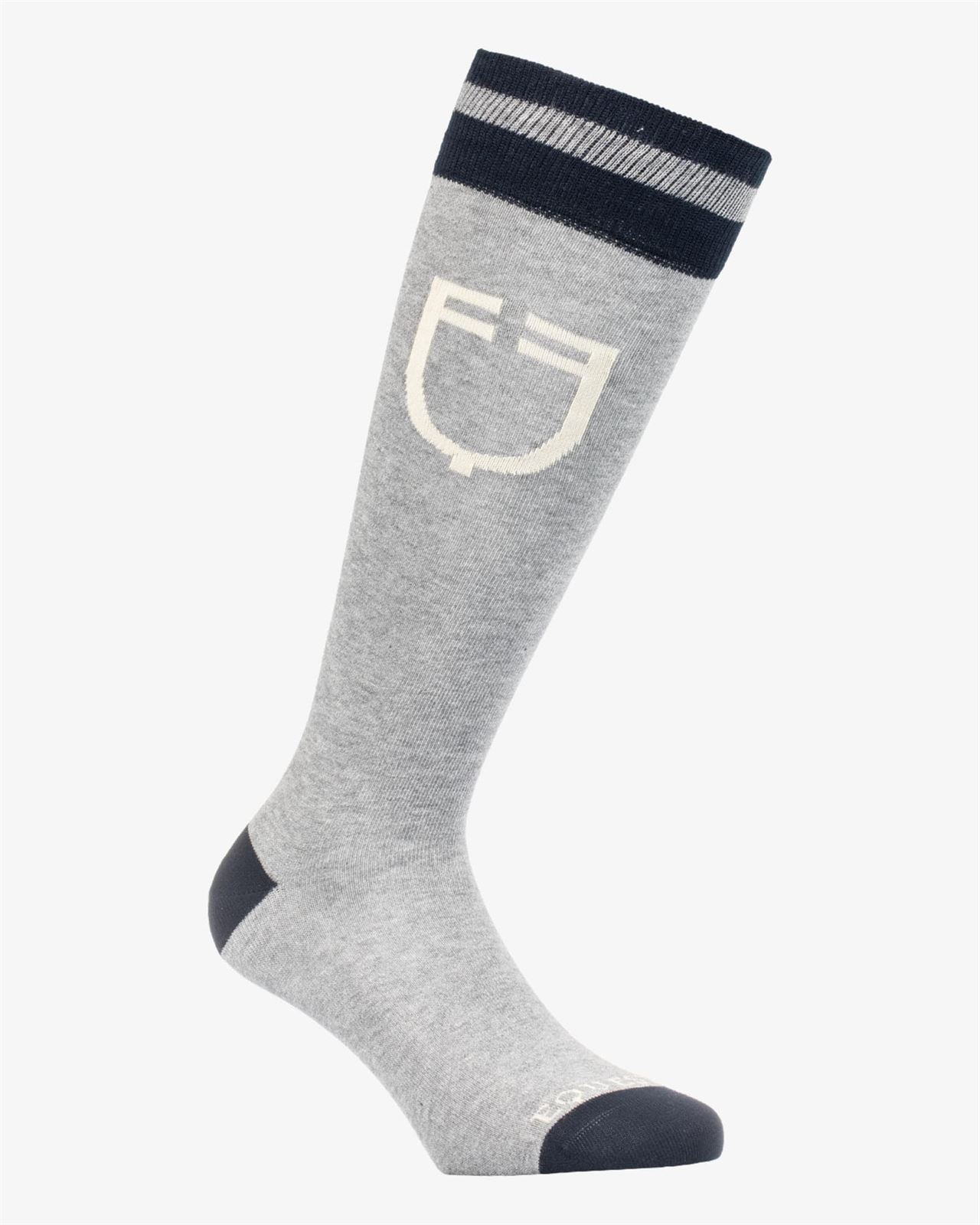 Calcetines EQUESTRO Unisex College técnico con logo color gris/beige/marino TALLA 39-42 - Imagen 1