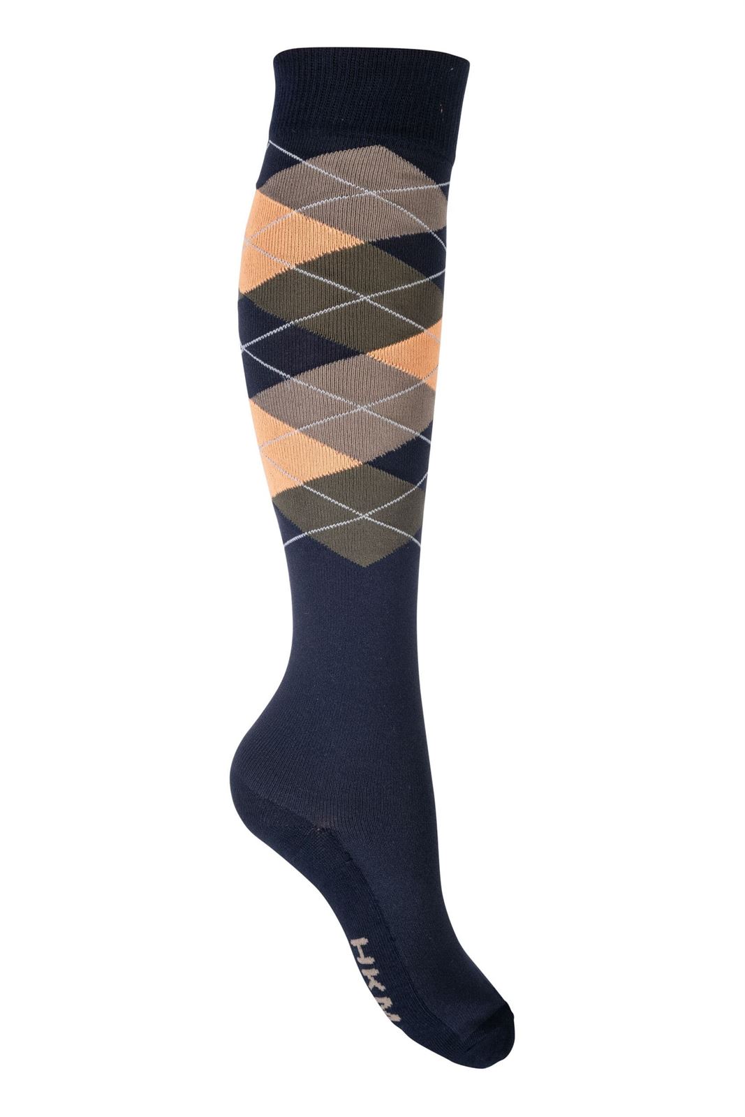 Calcetines finos HKM Sports Equipment, Check classico, rombo azul marino/mostaza, talla 35/38 - Imagen 1