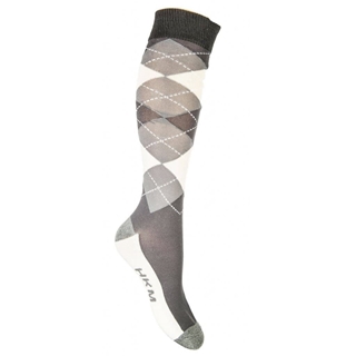 Calcetines finos HKM Sports Equipment, Check classico, rombo gris/beige, talla 30/34 - Imagen 1