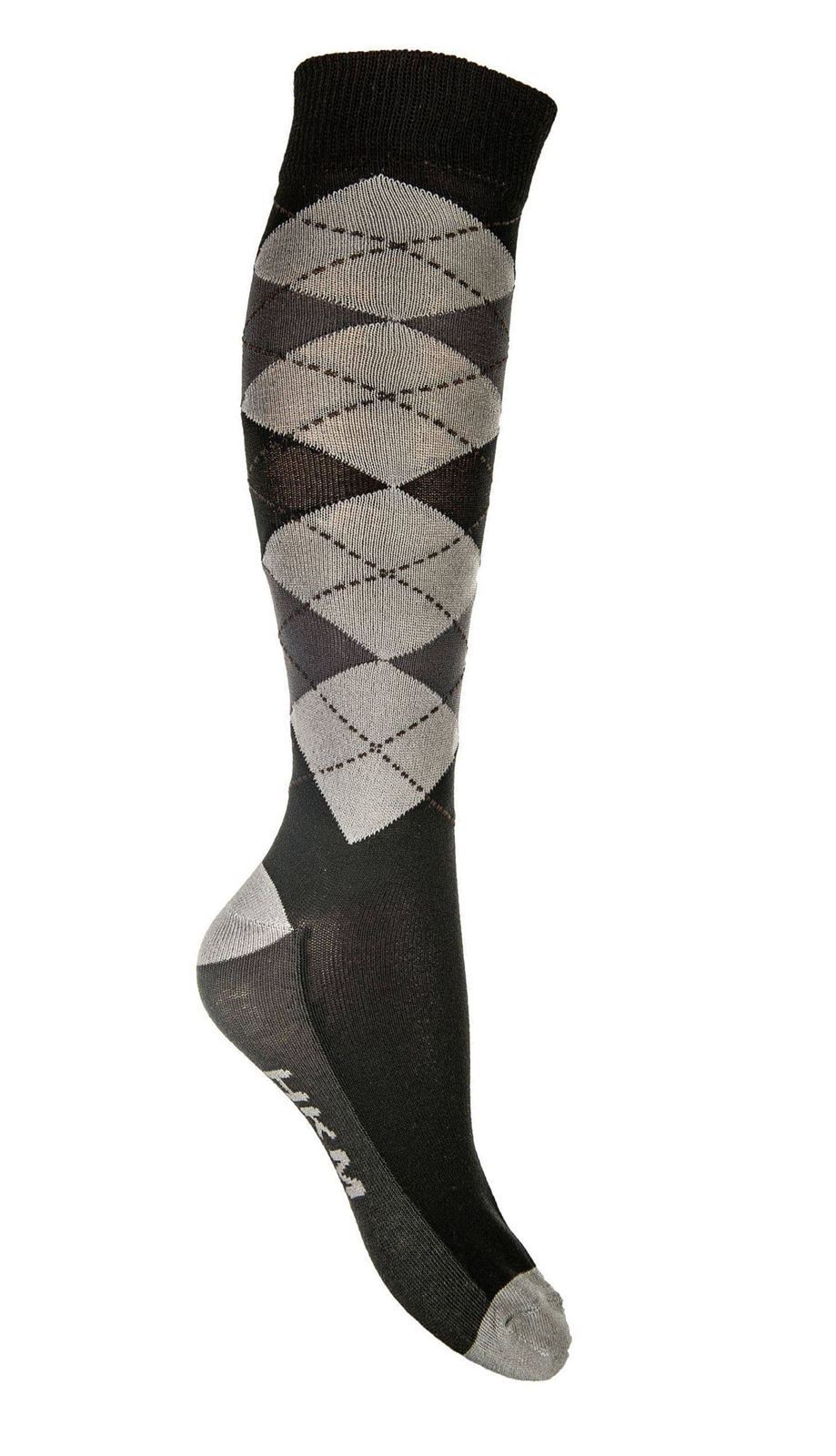 Calcetines finos HKM Sports Equipment, Check classico, rombo negro/gris, talla 39/42 - Imagen 1