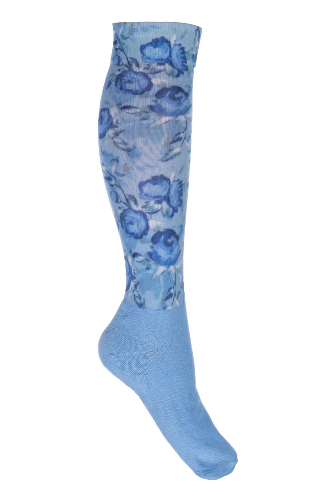 Calcetines finos HKM Sports Equipment Essentials estampado flores azules TALLA 35/38 - Imagen 1