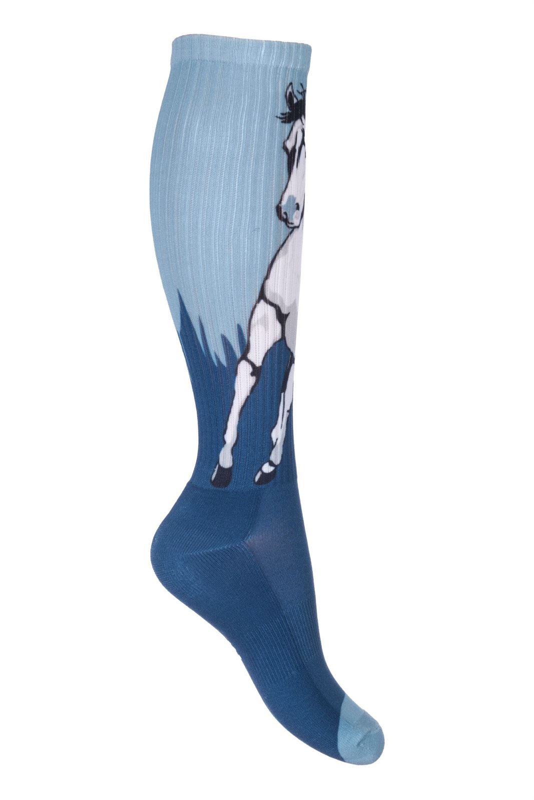 Calcetines finos HKM Sports Equipment, Helsinki caballo azul, talla 30/34 - Imagen 1