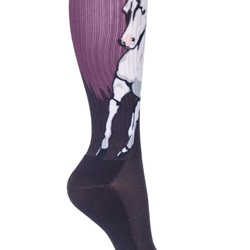 Calcetines finos HKM Sports Equipment, Helsinki caballo lila, talla 30/34 - Imagen 1