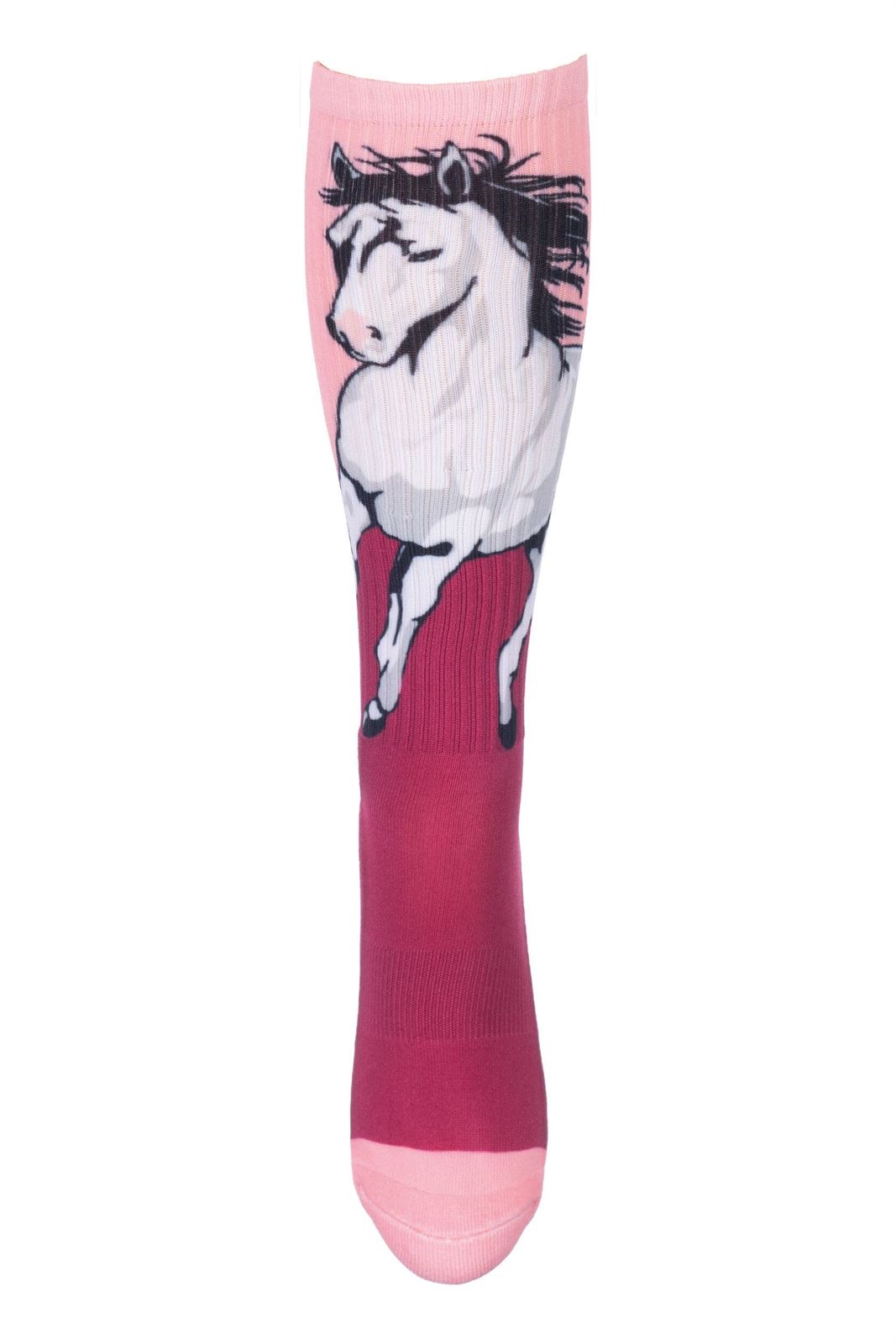 Calcetines finos HKM Sports Equipment, Helsinki caballo rosa, talla 30/34 - Imagen 1